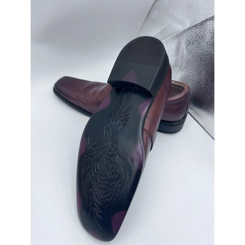 Steve Madden Mens H-Draugh Brown Leather Slip On Square Toe Dress Loafers Shoes